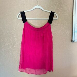 Diane Von Furstenburg VINTAGE Y2K Silk Pleated Magenta Cami Top F